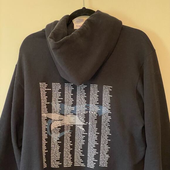 Jerzees M/M black white Senior Sh4RKS shark spell spell out hoodie casual cozy - Picture 6 of 7